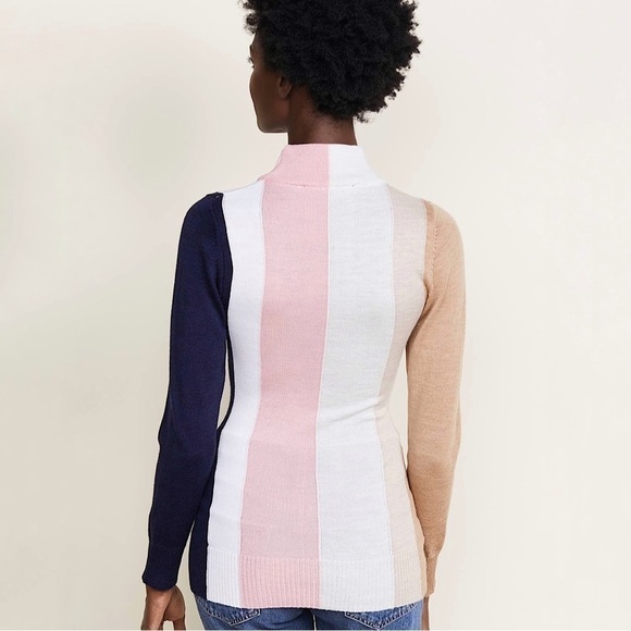 Paper London Dolly Wool Jumper Tonal Stripe Mock Neck Fitted Sweater XS - Picture 5 of 16